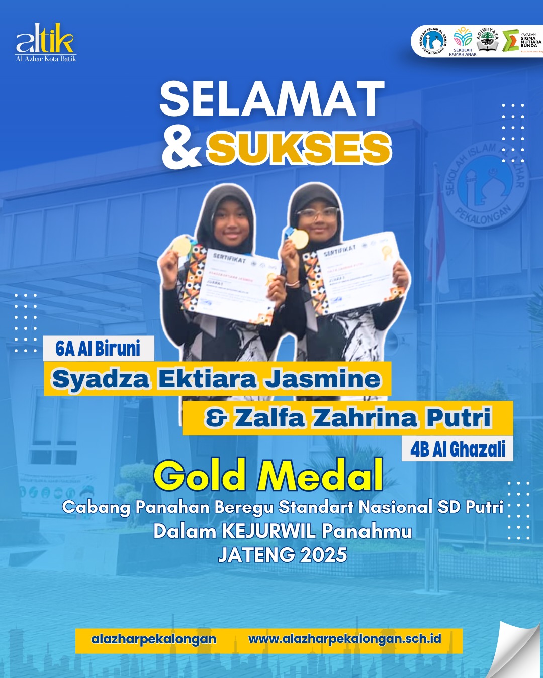 Gold Medal Cabang Panahan Beregu Standart Nasional SD Putri dalam KEJURWIL Panahmu Jateng