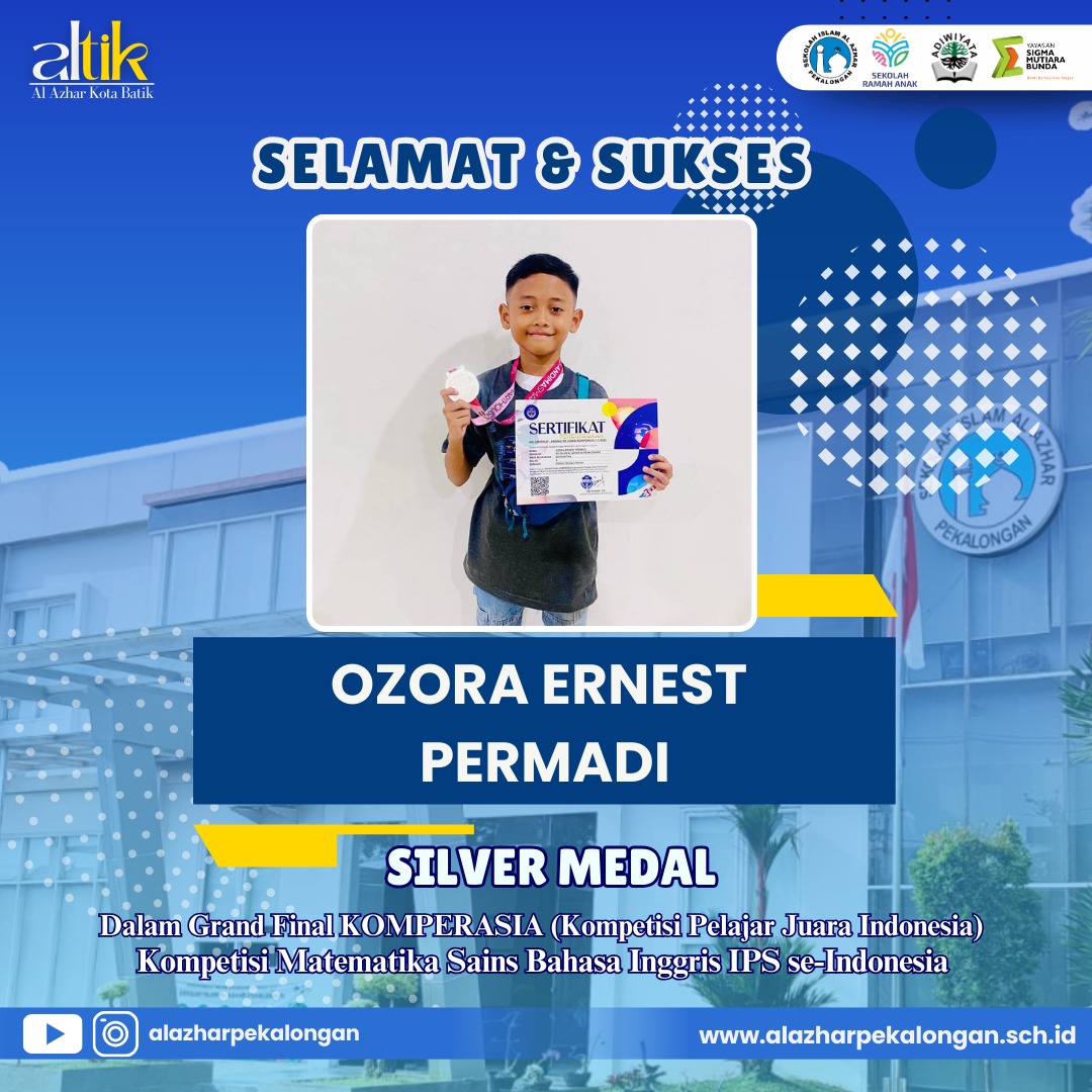 Silver Medal dalam Komperasia (Kompetisi Pelajar Juara Indonesia) Kompetisi Matematika, Sains, B. Inggris, IPS se-Indonesia.