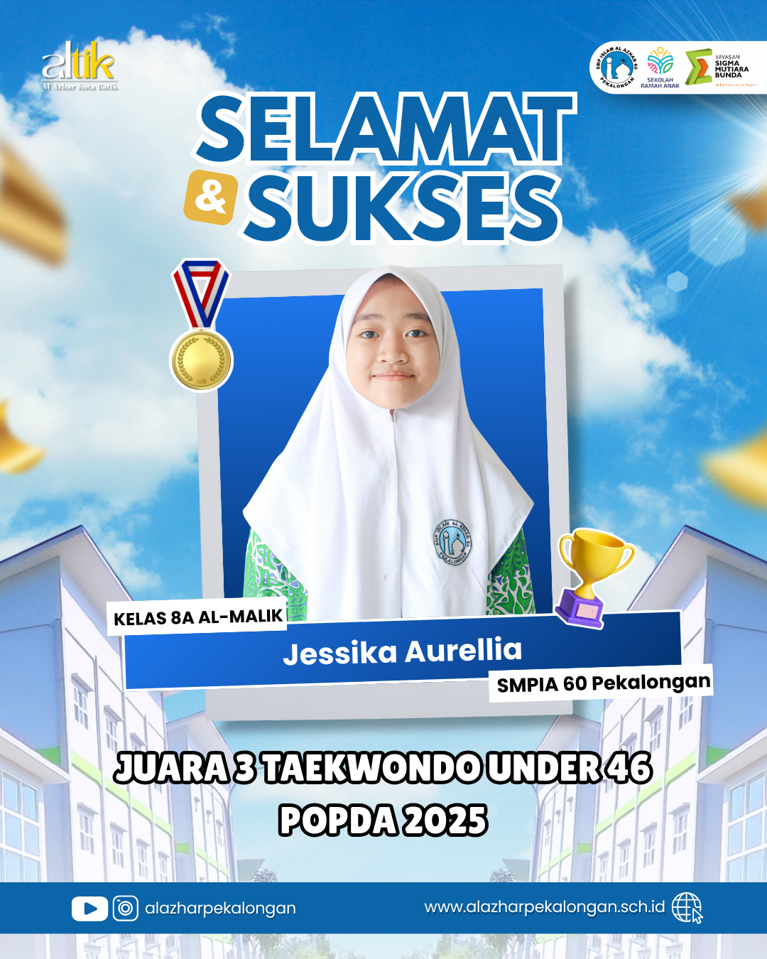 Juara 3 Taekwondo Under 46 - POPDA 2025