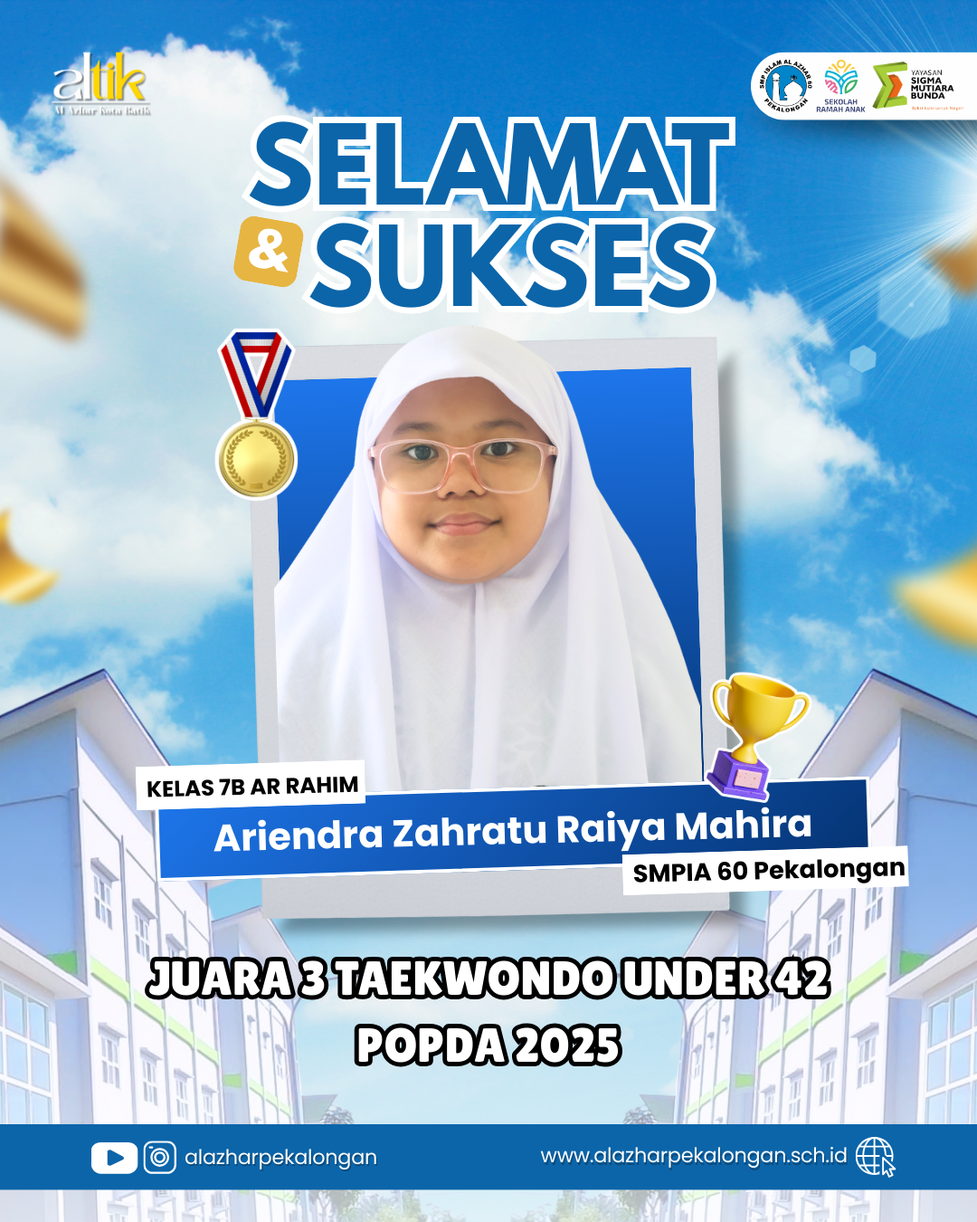 Juara 3 Taekwondo Under 42 - POPDA 2025