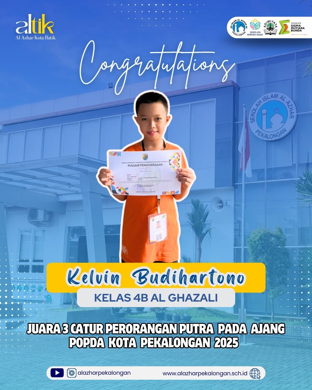 Juara 3 Catur Perorangan Putra POPDA 2025